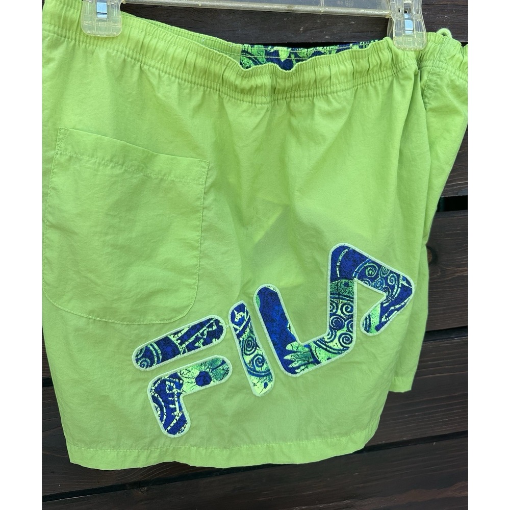 Vtg Fila Y2K Men's Neon Yellow‎ Trunk Shorts Size 32 M